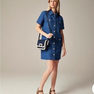 J. Crew Indigo Button-Front Mini Dress